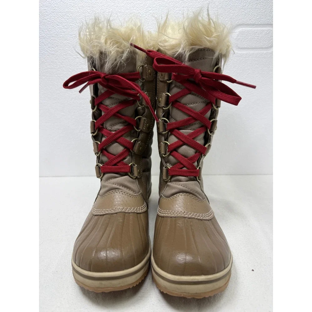Sorel Tofino II Snow Boots Women‎ 5 Brown Waterproof Faux Fur Quilted NY2419-297